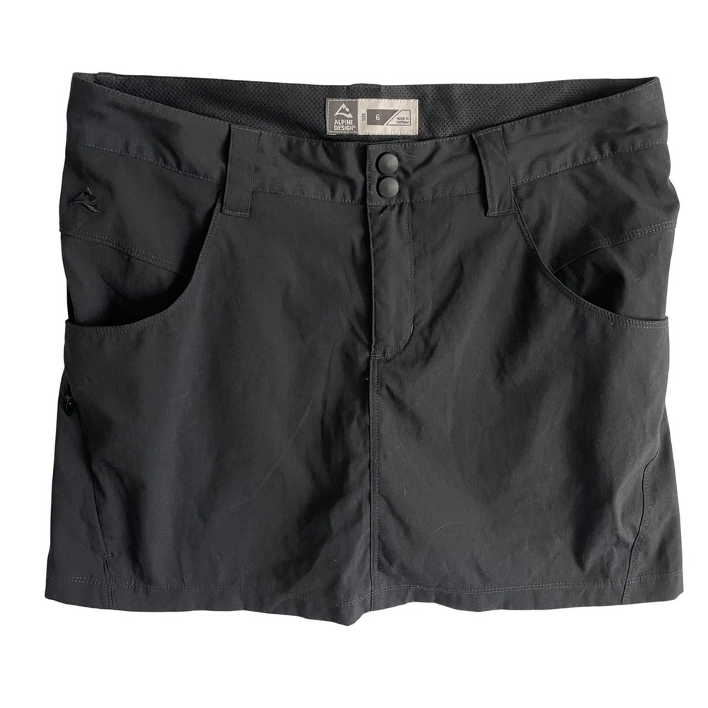 Alpine Design Womens Skort‎ Size 6 Black Athletic Activewear Outdoor Hiking